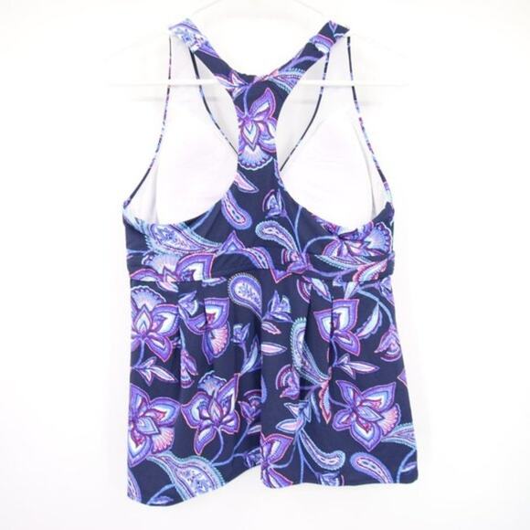 NWOT Lands End Purple Paisley Racerback Tankini Swim Top Super Soft Size 10 - Picture 6 of 8